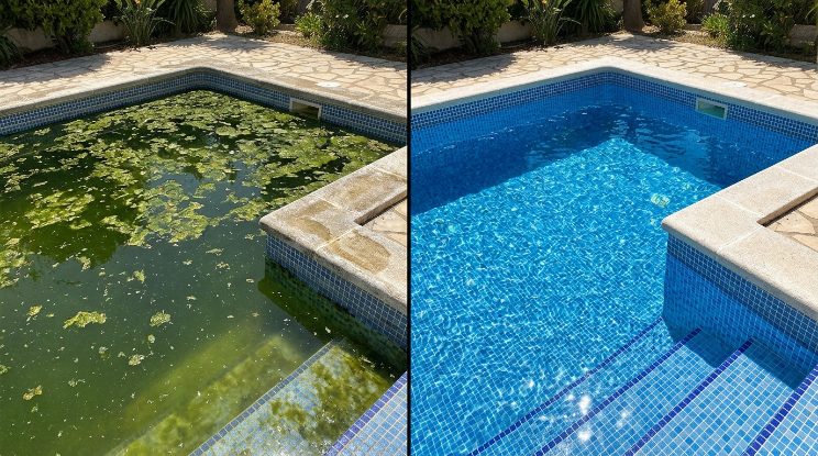Green Pool Cleanup & Recovery before and after — Cary, NC