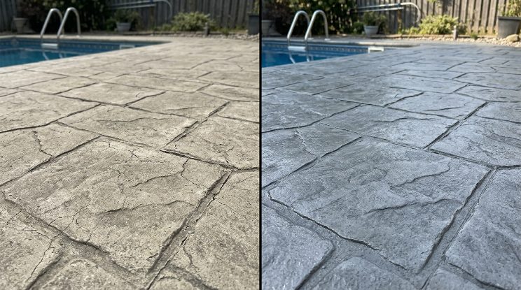 Pool Deck Repair & Resurfacing before and after — Cary, NC