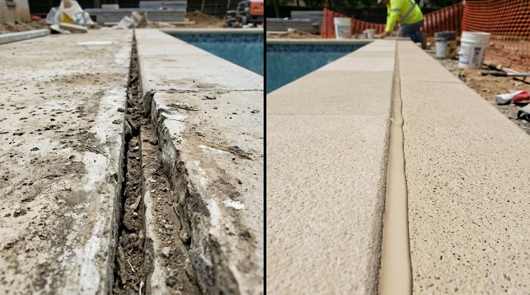 Pool Deck Repair & Resurfacing before and after — Cary, NC