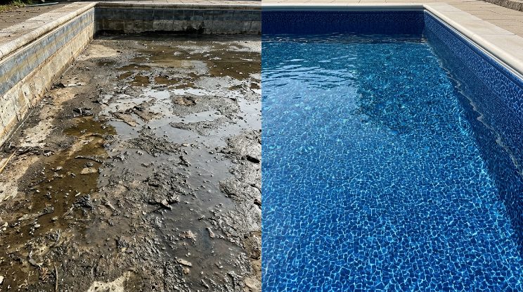Pool Liner Replacement before and after — Cary, NC