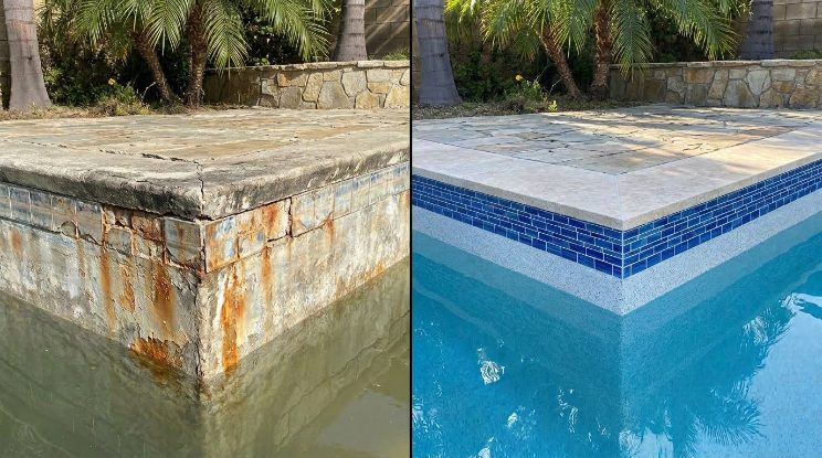 Pool Resurfacing before and after in Cary, NC